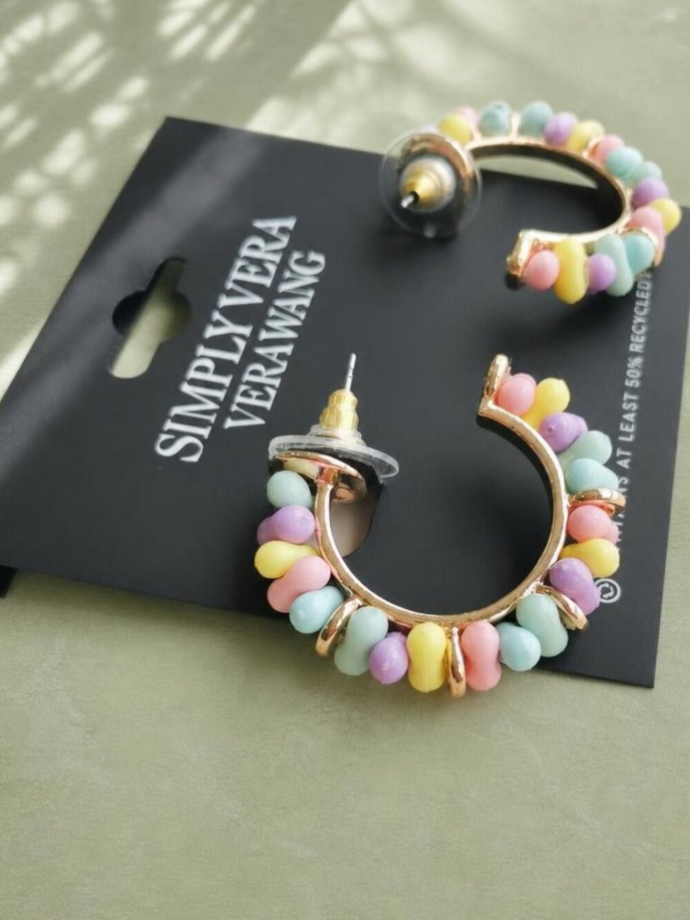 Simply Vera Beaded Hoop Earrings Multicolor Size 1.2 - Picture 2 of 2